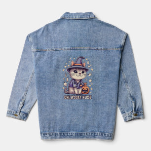 Veste En Jean Une infirmière Éffrayante Chat Halloween Conceptio