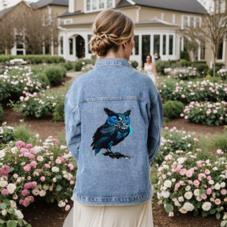 Veste En Jean Une très belle chouette bleue