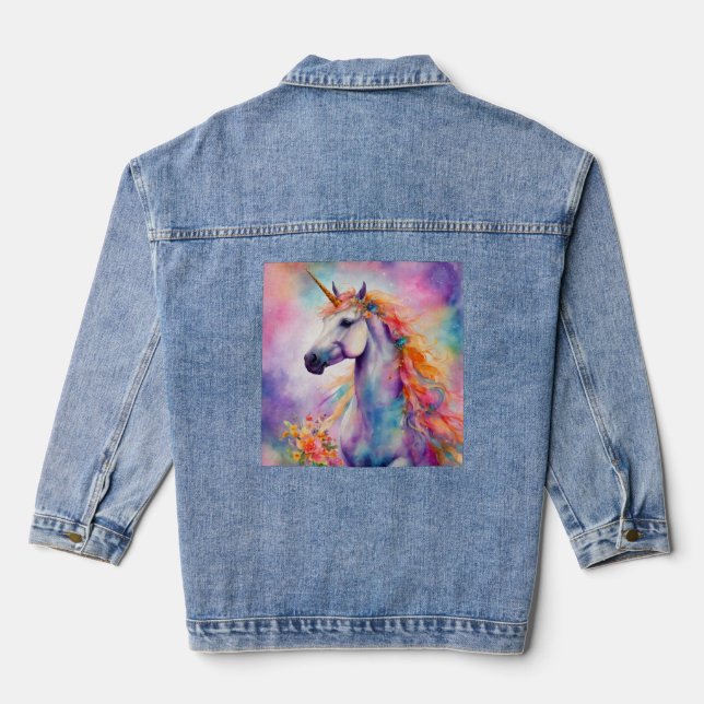 Veste En Jean Unicorne couleur Pastel (Verso)