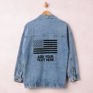 Veste En Jean USA America Drapeau modifiable Personnalisé Texte