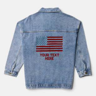 Veste En Jean USA America Drapeau modifiable Personnalisé Texte