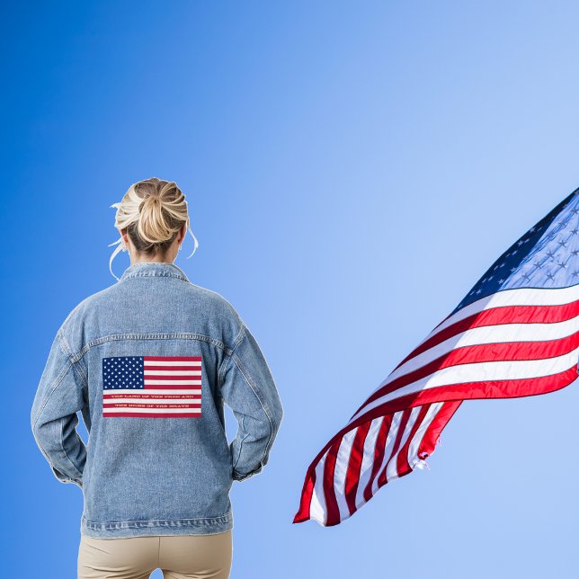 Veste En Jean USA Amérique Drapeau Maison Patriotique De La Cita (USA America Flag Patriotic Home Of The Brave Quote Denim Jacket)