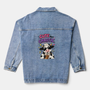 Veste En Jean Vache mignonne mais chaotique avec café glacé