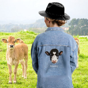 Veste En Jean Vache noire et blanche de campagne