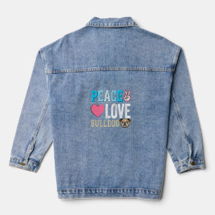 Veste En Jean Vecteur Peace Love Bulldog