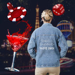 Veste En Jean Vegas Bachelorette Mariée Pour Être Élégant Script<br><div class="desc">Une jolie veste en denim avec le nom de la mariée dans un élégant script blanc. Idéal pour vos filles sortir à Vegas. Commençons cette fête de bachelorette ! Pour modifier le texte,  cliquez sur le bouton Personnaliser.</div>
