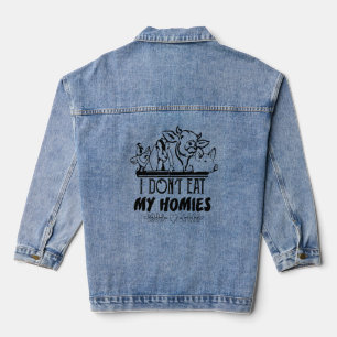 Veste En Jean Végétarien Je Ne Mange Pas Mes Hommes Rétro Vegan