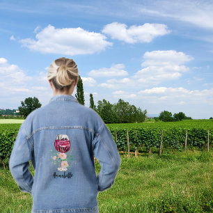 Veste En Jean Verre à vin à l'aquarelle Fête de célibataire au v