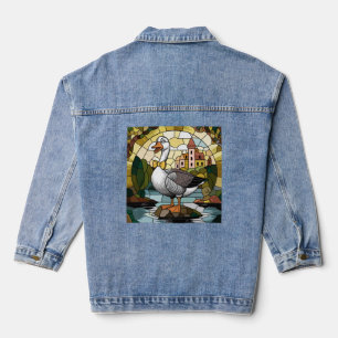 Veste En Jean Verre Tiré Art, Verre Tiré Oie Silencieuse