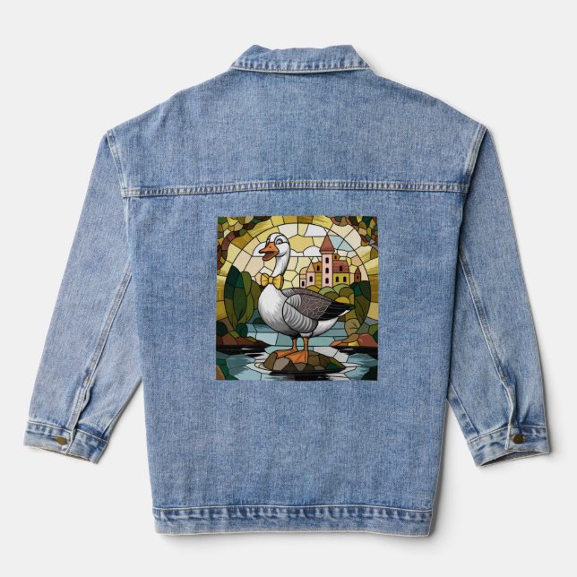 Veste En Jean Verre Tiré Art, Verre Tiré Oie Silencieuse (Verso)