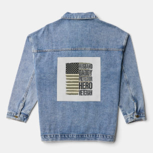 Veste En Jean Vétéran Mari Papa Protecteur Héros Chemise Drapeau