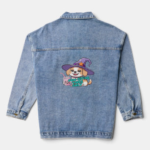 Veste En Jean Vibes Paw seulement - Chien mignon avec thé à bull