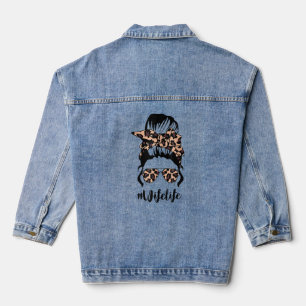 Veste En Jean Vie de femme classique avec Leopard Messy Bun D de