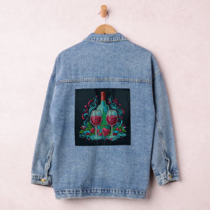 Veste En Jean Vin amusant O'clock broderie look