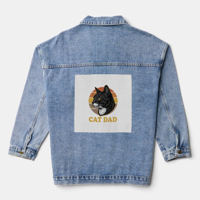 Veste En Jean Vintage Cat Dad Retro Cat Lover Shirt Design_1 (Verso)