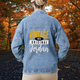 Veste En Jean Vintage Original Black Gold White Année de naissan