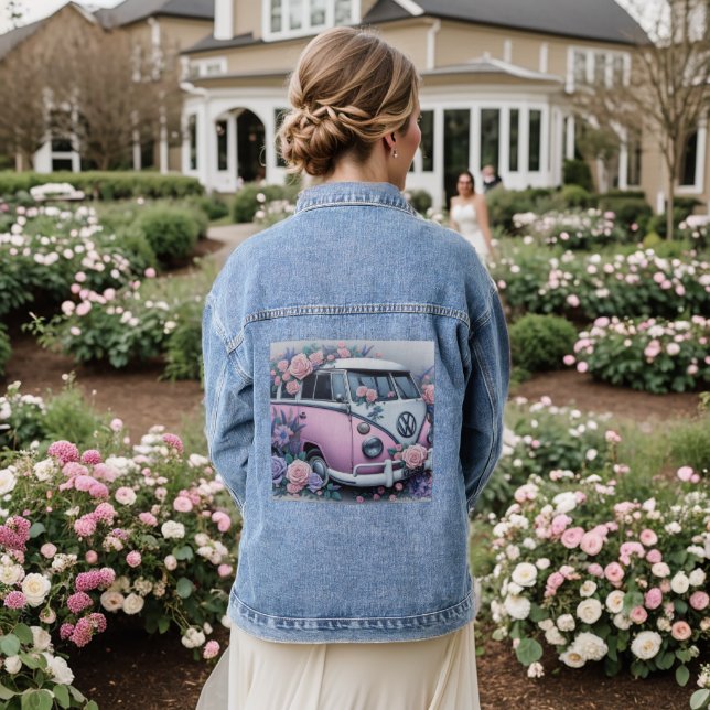 Veste En Jean Vintage Pink VW Bus (Mariage Retour)