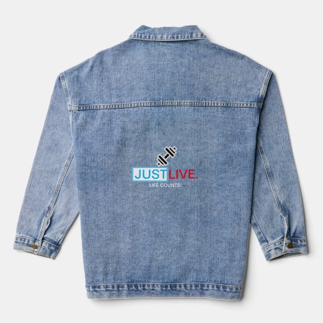 Veste En Jean Vivez tout simplement. La vie compte en rouge, bla (Verso)