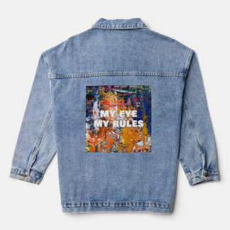 Veste En Jean Vivid Abstraction - Huile Peinture Chaos sur la Pa