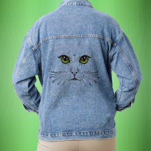 Veste En Jean Vivid Yeux de chat vert nez Whiskers minimaliste