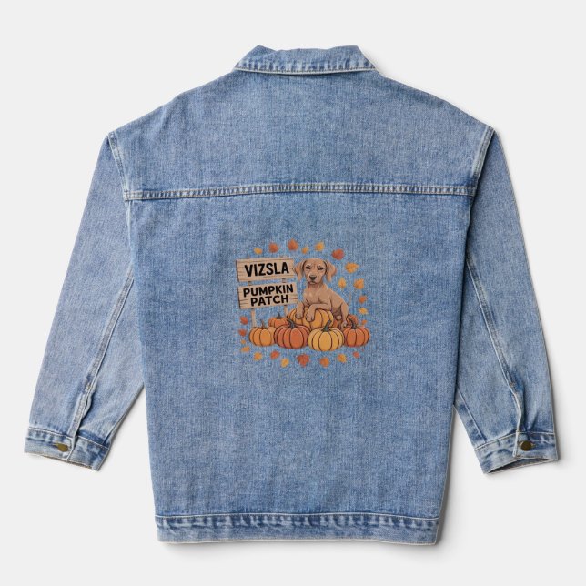 Veste En Jean Vizsla Citrouille Patch Amoureux de les chiens Tha (Verso)