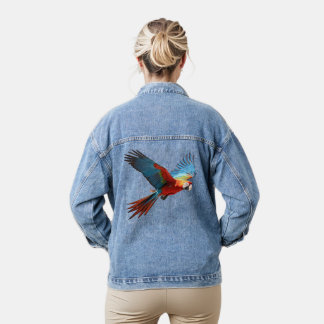Veste En Jean Vol de perroquets, généré par l'IA