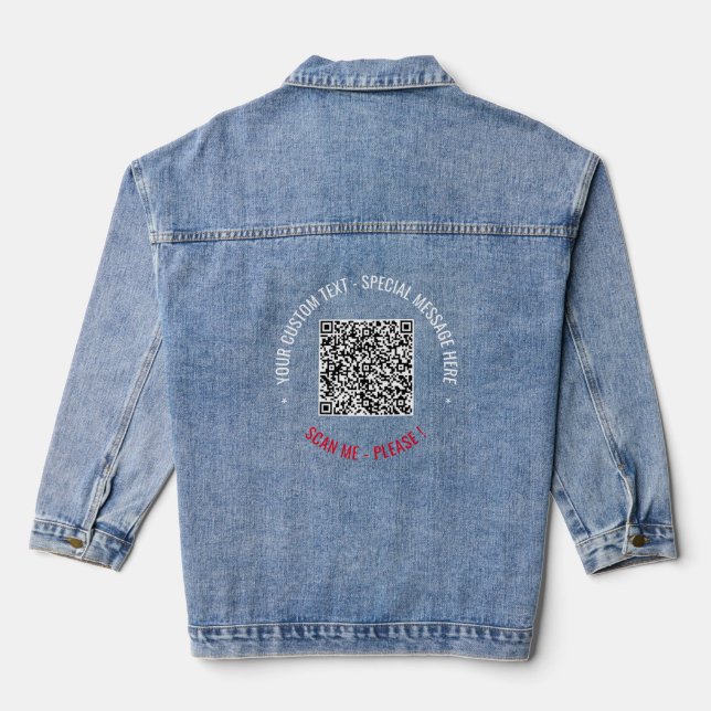 Veste En Jean Votre code QR Scan Info Text Drôle Denim Jacket (Verso)
