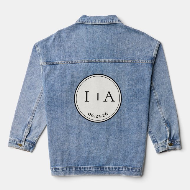 Veste En Jean Wedding Date and Initials Bride's Personalized (Verso)