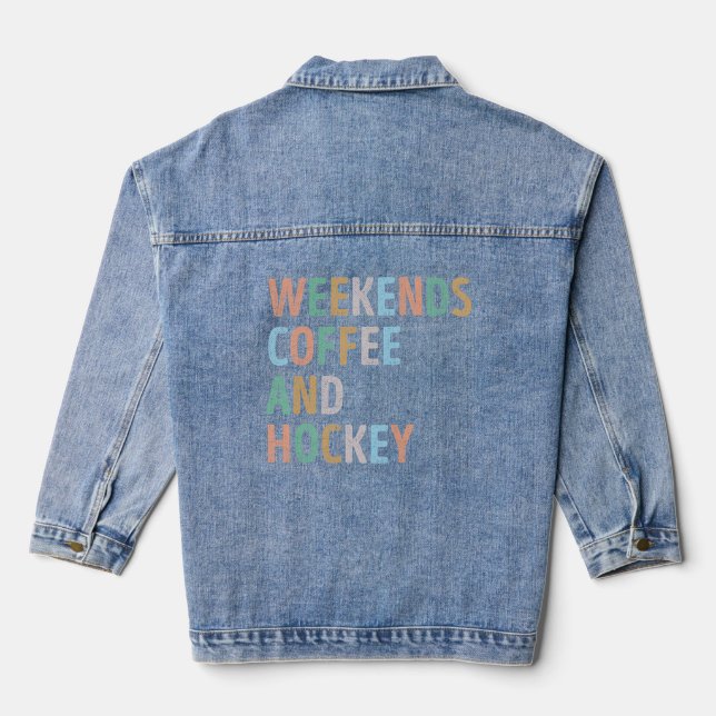 Veste En Jean Week-ends Café et maman de hockey (Verso)