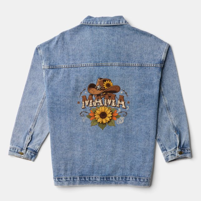 Veste En Jean Western Mama Sunflower Cowgirl Design (Verso)