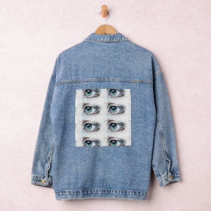 Veste En Jean Yeux Stylés Artwork Jean Femmes Streetwear Regarda