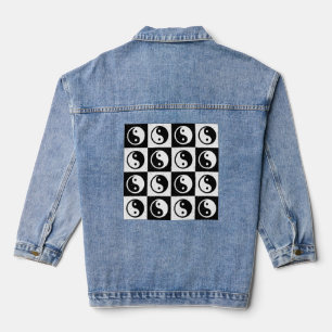 Veste En Jean Yin-yang à carreaux noir et blanc impression zen b