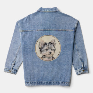 Veste En Jean Yorkshire Terrier Puppy Peinture Chien original