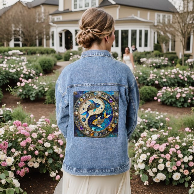 Veste En Jean Zodiac - Poissons de poisson Yin et Yang (Mariage Retour)