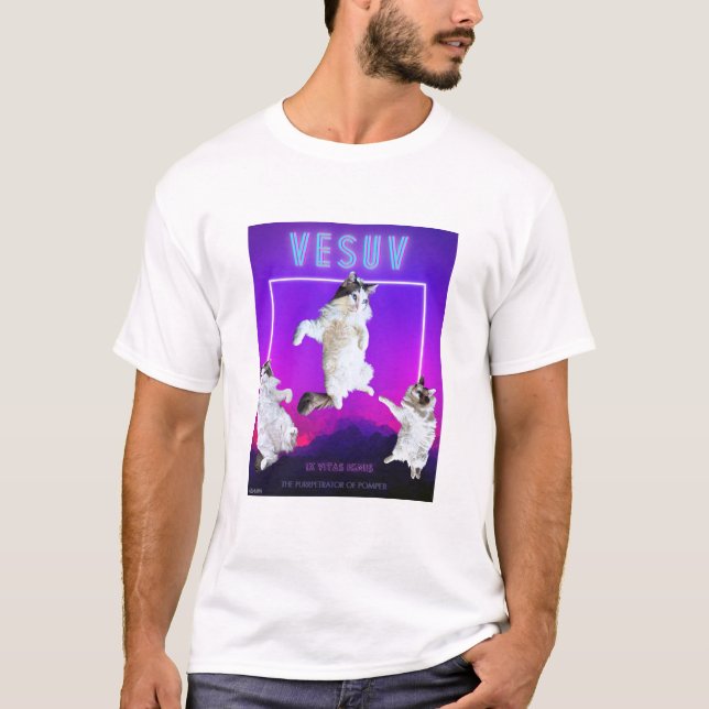 Vesuv Cat 9 Vit Funny T-shirt Néon Unisex (Devant)
