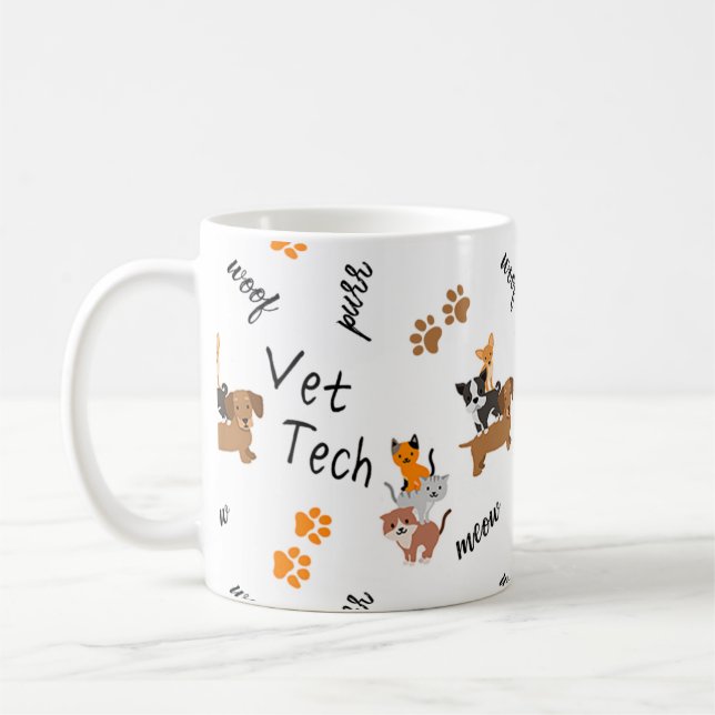 Vet Tech avec chats et chiens tasse de café (Gauche)