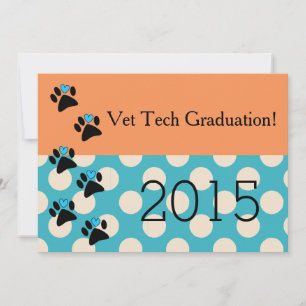 Vet Tech Graduation Invitations Orange et Bleu