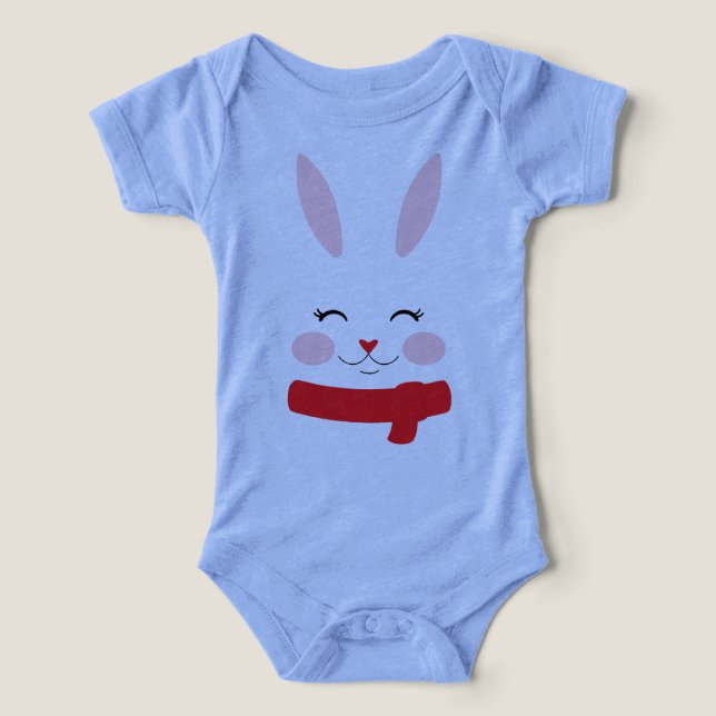 Vêtement bébé avec visage de lapin mignon – Body p (Design Recto)