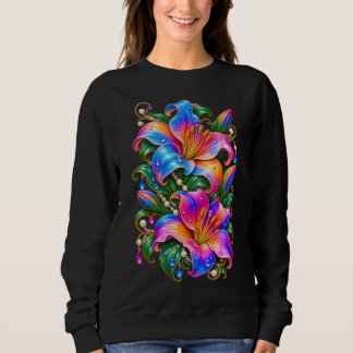Vêtement sweatshirt vibrant fleurs de lys colorées