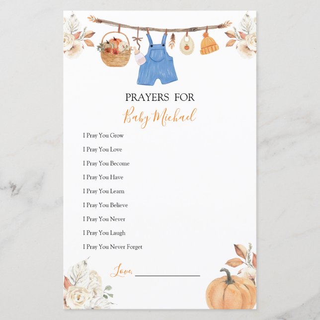 Vêtements Citrouilles Baby showers prières pour bé (Devant)