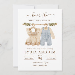 Vêtements de bébé Genre Reveal Invitation, Boho Ba