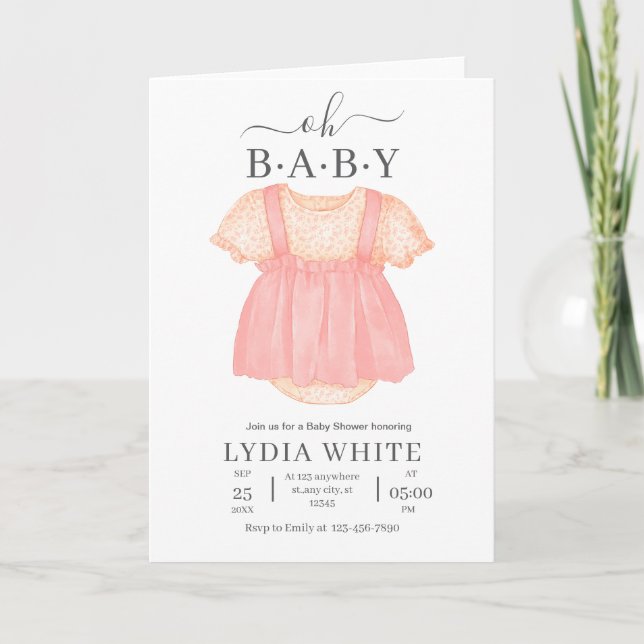 Vêtements de bébé Invitation à une fête de bébé, F (Devant)