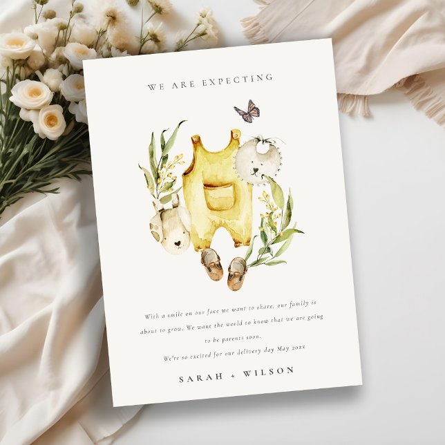 Vêtements en feuillage jaune Faire-part bébé (Créateur téléchargé)