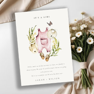 Vêtements en feuillage rose Fille Faire-part bébé