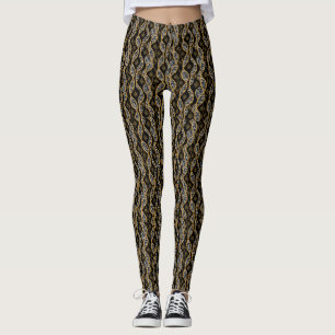 Vêtements féminins Kente noir et or Leggings