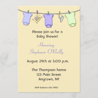 Vêtements pour bébés Invitation à la douche jaune