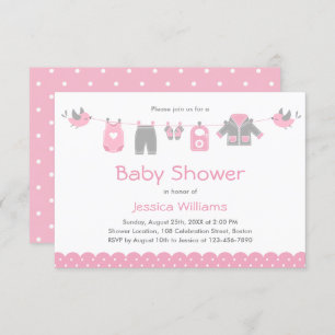 Vêtements roses mignons Invitation Baby shower f