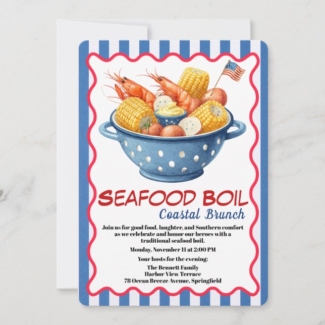 Veterans Day Invitation | Seafood Boil Celebration (Devant)