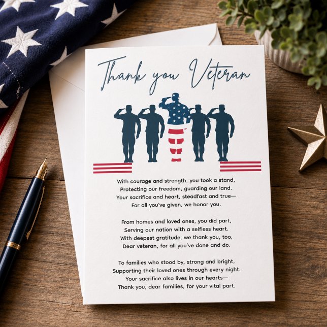 Vétérans Merci | Reconnaissance Patriotique (Veterans Thank You | Patriotic Appreciation Card
)