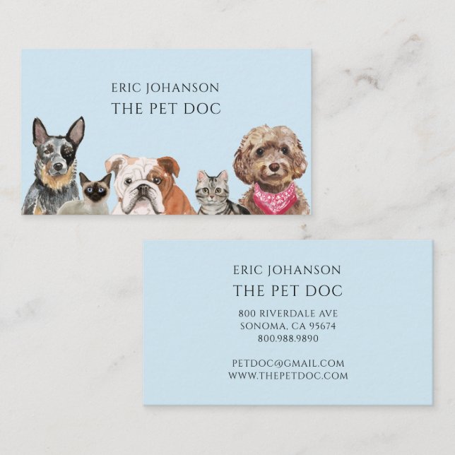 Vétérinaire Carte de visite médecin pour animaux d (Devant / Derrière)